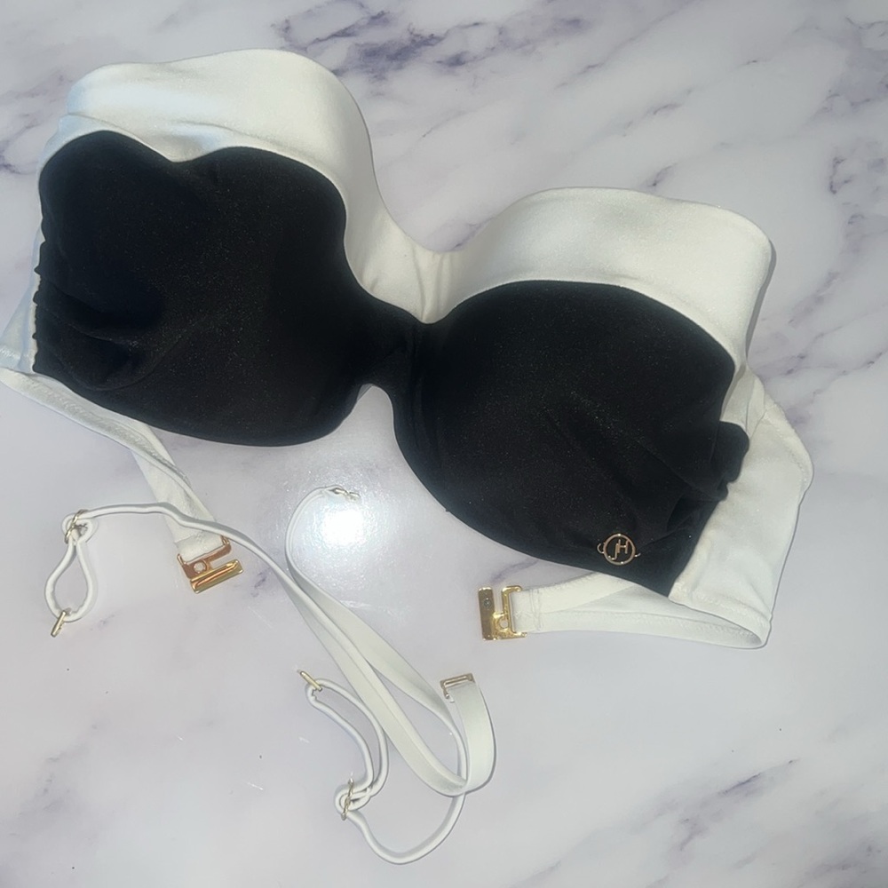 Joanna Hope Black White Multi-way Underwired Bikini Top UK 38F /
